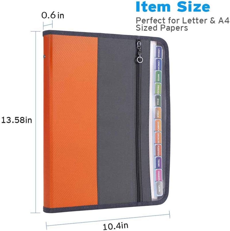 Sooez Accordion File Organizer with Safe Zipper, 12 Pocket Expanding File Folder with Front Pencil Pouch, Portable Monthly Paper Bill Tax Receipt Organizer, School Office Supplies, Letter Size, Orange - Image 5